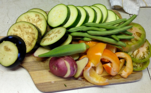 The prepped veggies.